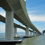 New Bay Bridge Skyway, left, and old double-decker, right